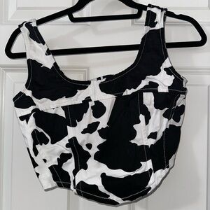 Black and White Cow Print Women's Corset Top